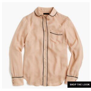 NWT J.Crew Silk Tipped Blouse Top Dusty Rose Beige Size 00